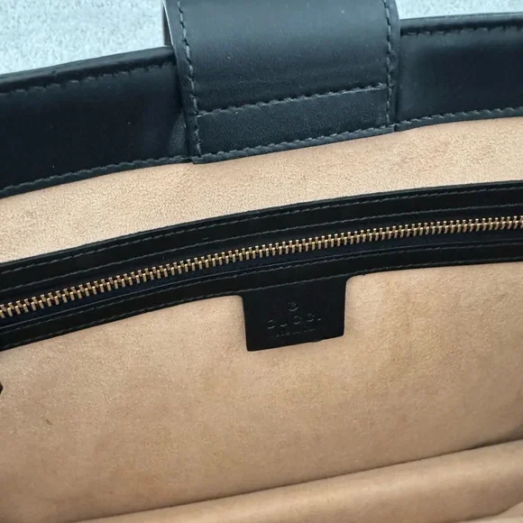 Gucci Black Embossed Leather Satchel with Gold Hardware - Picture 7 of 15